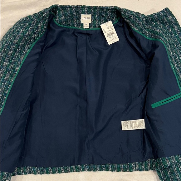 J. Crew Factory Teal Tweed Jacket with Gold Accents - Picture 3 of 6